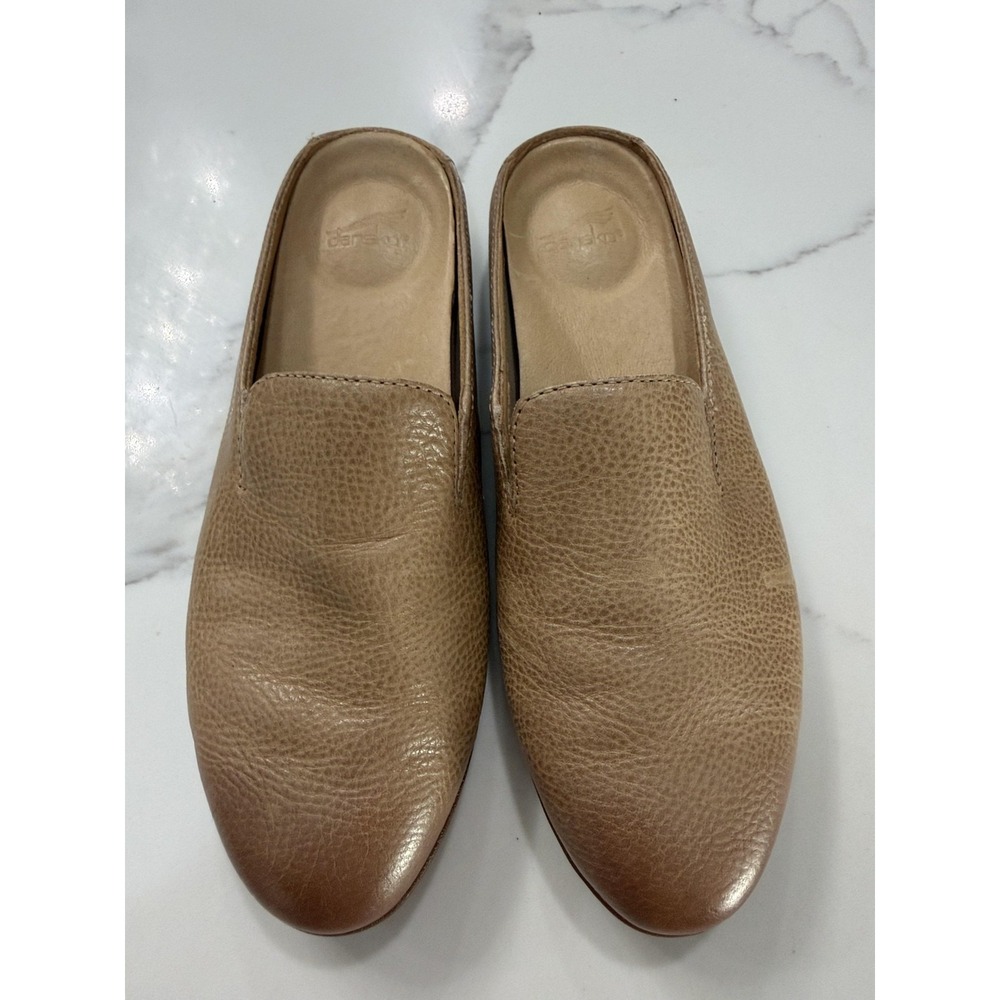 Dansko Mule Shoes Womens Size 6.5 Beige Leather Slip On Comfort Clogs Casual